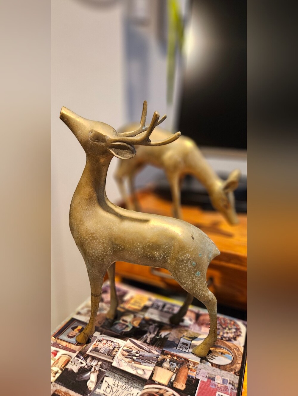 Set Of Vtg Brass Reindeer